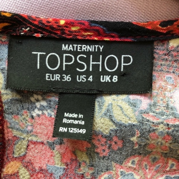 Topshop Maternity & postpartum colourful  boho dress. Size 4. Red orang floral - Picture 3 of 11